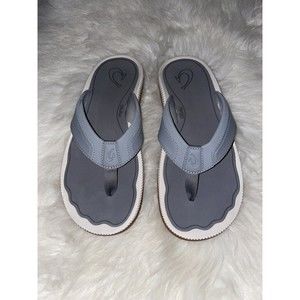 Olukai Kukulu Mens Flip Flops Sandals Gray Size US 10 EUR 43 Outdoor Beach 10519